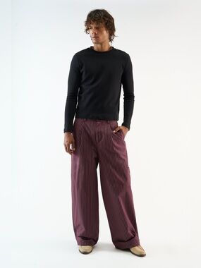 Scuffers mens 38 (30 US) purple pinstripe wide leg cotton blend pants EUC